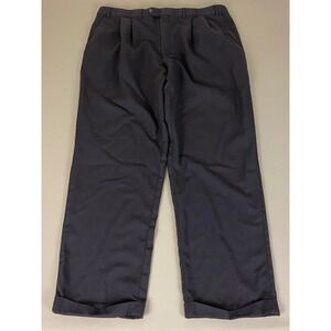 Chaps Wool Dress Pants Men's Size 38x32 Blue Pleated Cuffed Formal Trousers‎